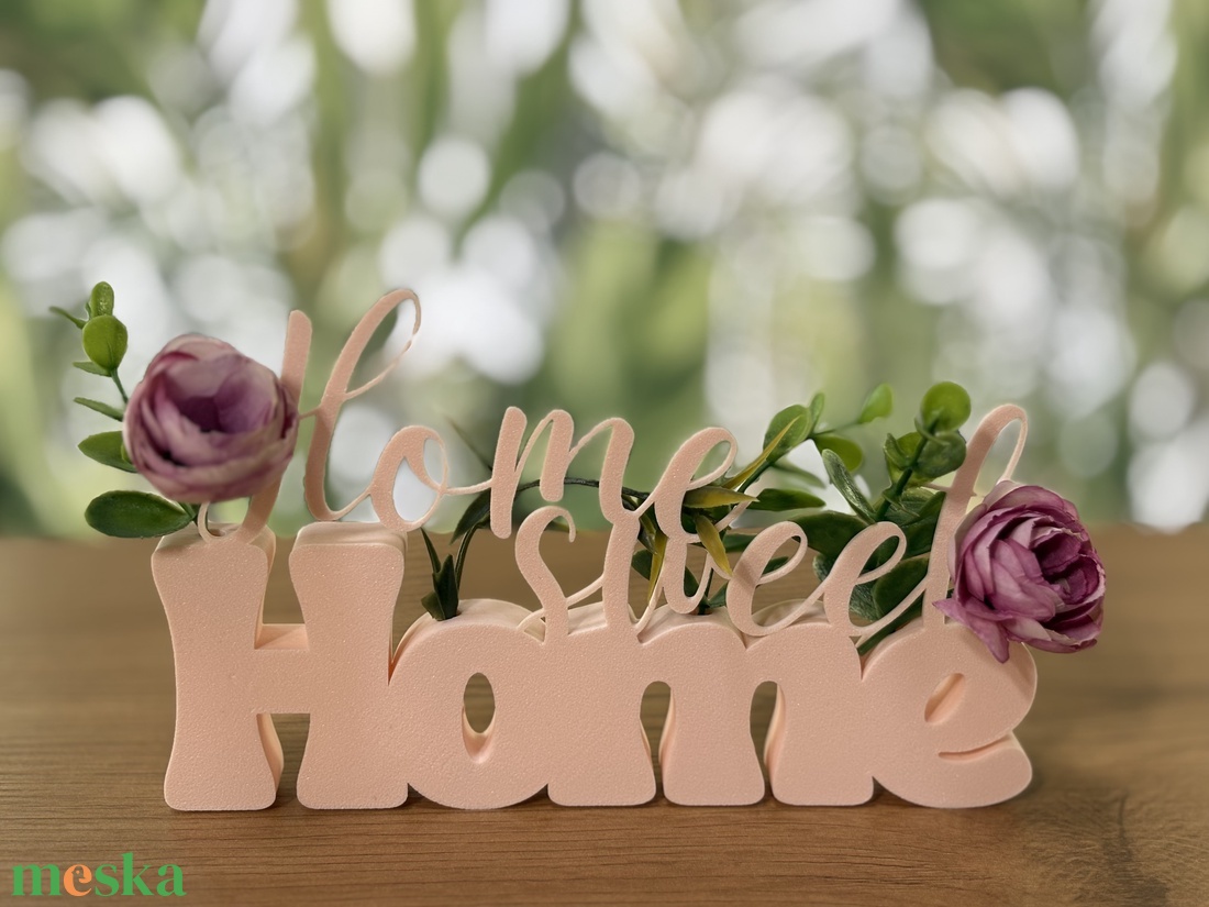 � Sweet Home dekor felirat művirág díszítéssel - otthon & életmód - dekoráció - dísztárgy - Meska.hu