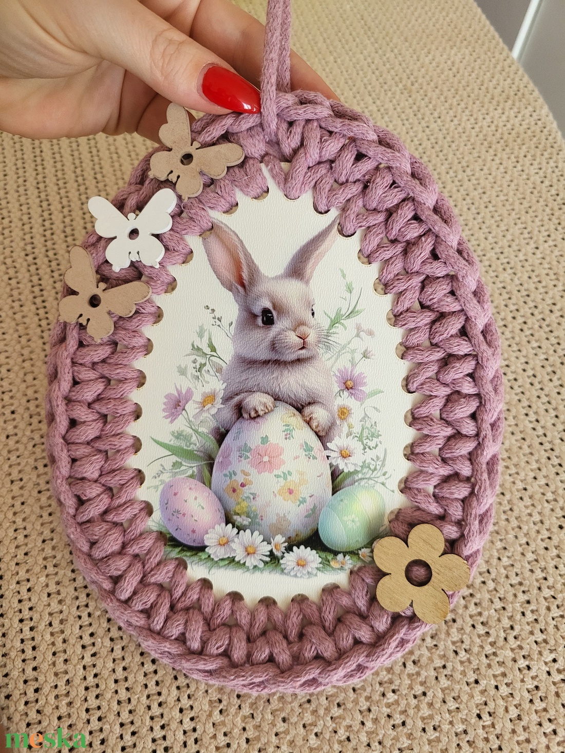 Húsvéti ajtódísz - ünnepi díszek, dekorációk - húsvéti díszek és dekorációk - húsvéti abrosz, terítő - Meska.hu