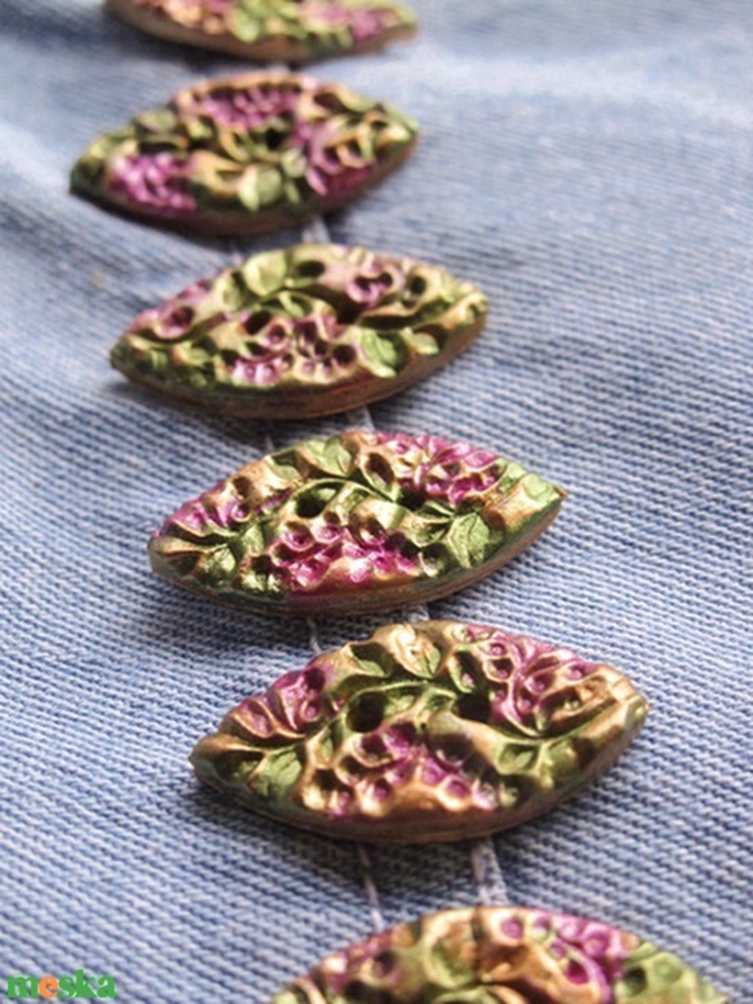 6db csillogó színes handmade ékszergomb, virágszirom alakú, több színben  - kellékek & szerszámok - dekorációs kellékek - Meska.hu