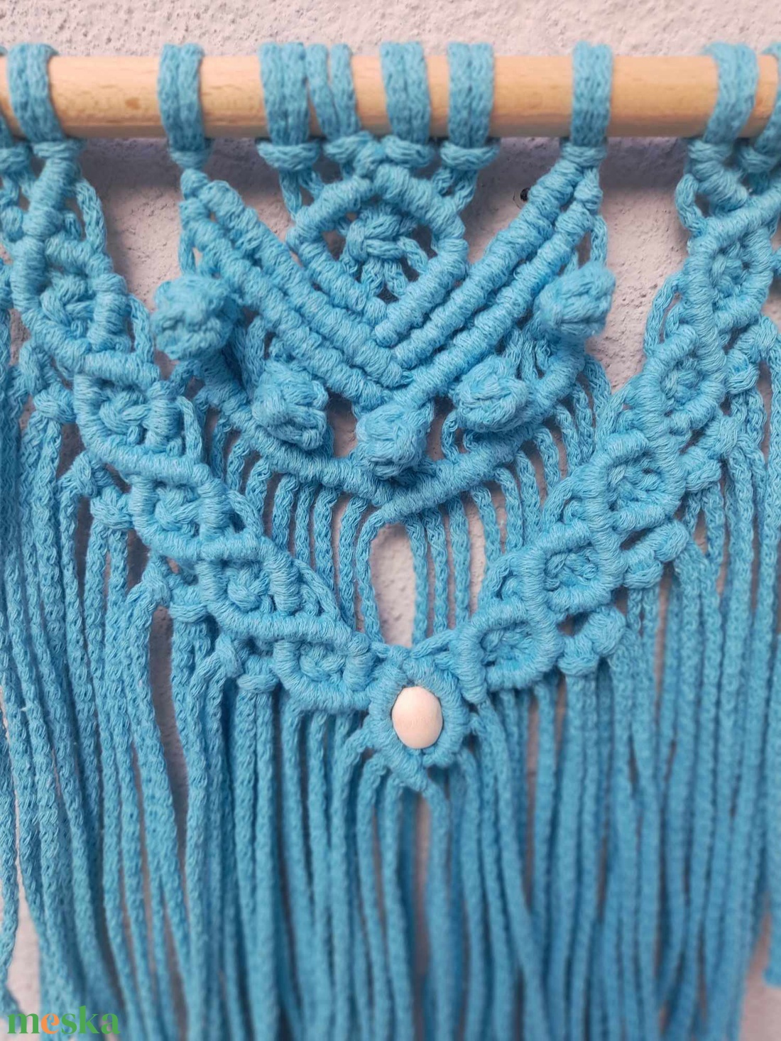 Kék macrame fali dísz - otthon & életmód - dekoráció - fali és függő dekoráció - falra akasztható dekor - Meska.hu