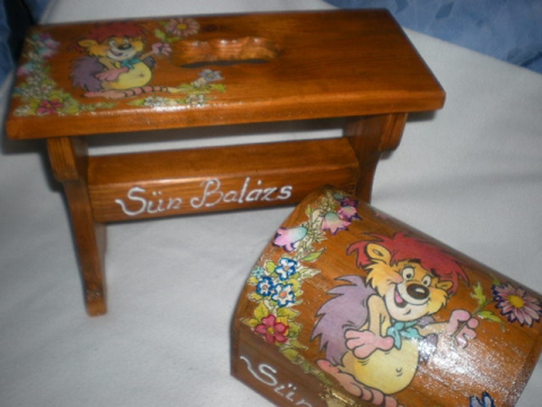 Sün Balázs ládikó és sámli  + ajándék vers -  - Meska.hu