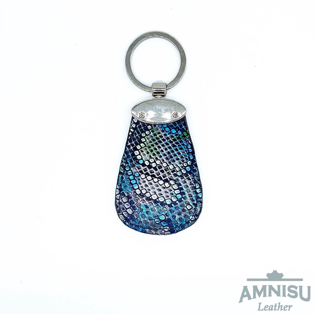 Sötétkék kígyómintás csepp alakú swarovski köves bőr kulcstartó H6010OK - táska & tok - kulcstartó & táskadísz - kulcstartó - Meska.hu