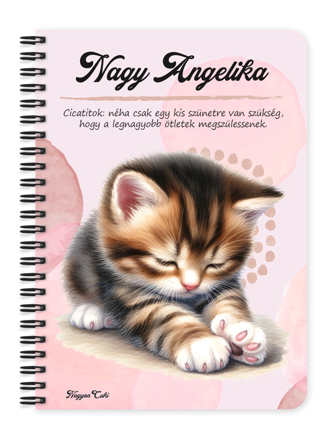 Személyre szabható - Pacsis vörös cicus mintás A6-os füzet - otthon & életmód - papír, írószer - jegyzetfüzet & napló - Meska.hu