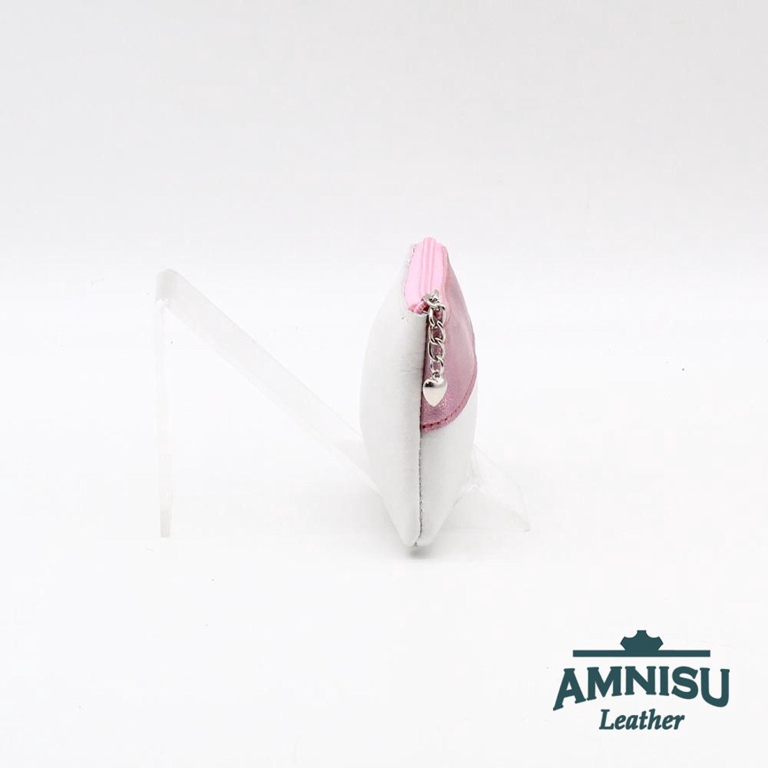 Fehér - metál rózsaszín ívelt egy cipzáras kulcstartó C3002 - táska & tok - kulcstartó & táskadísz - kulcstartó - Meska.hu