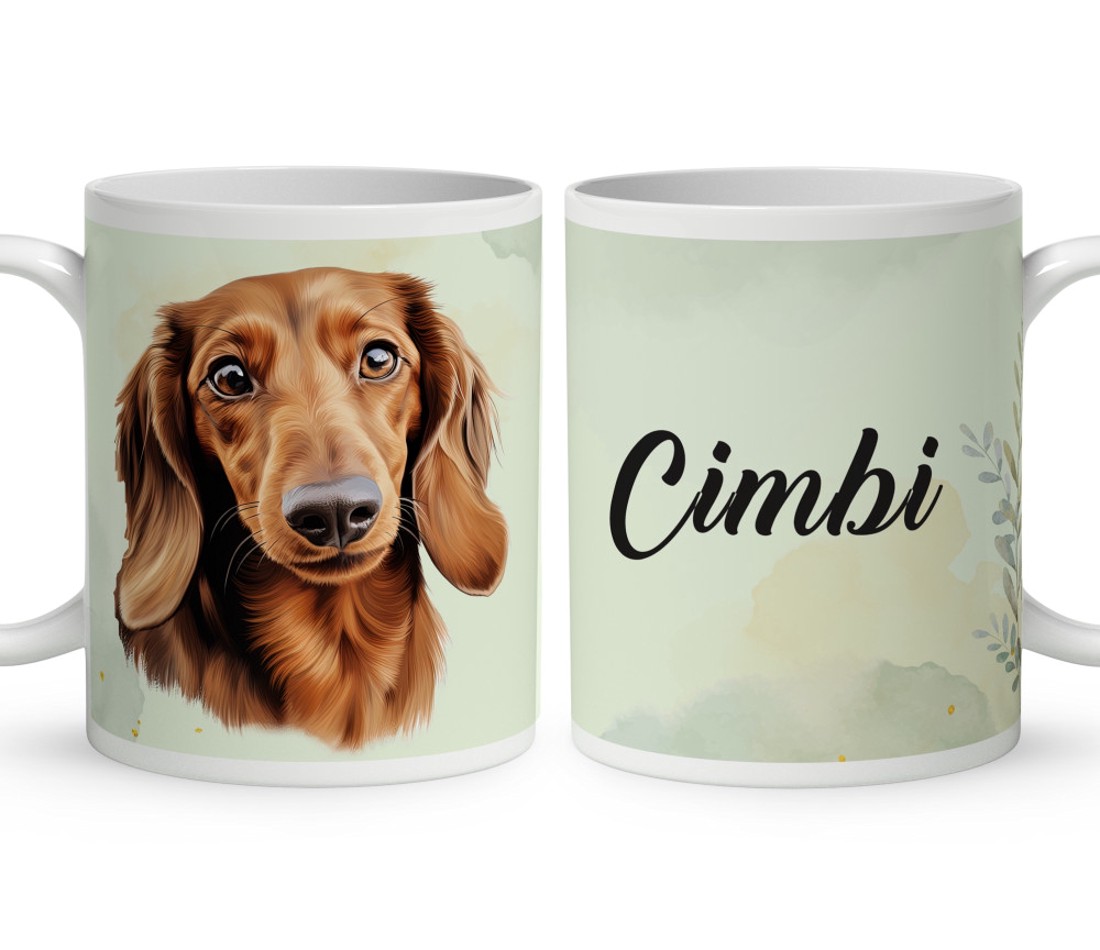 Névvel kérhető - Barna tacskó portré mintás bögre - otthon & életmód - konyhafelszerelés, tálalás - tálalás - bögre & csésze - Meska.hu