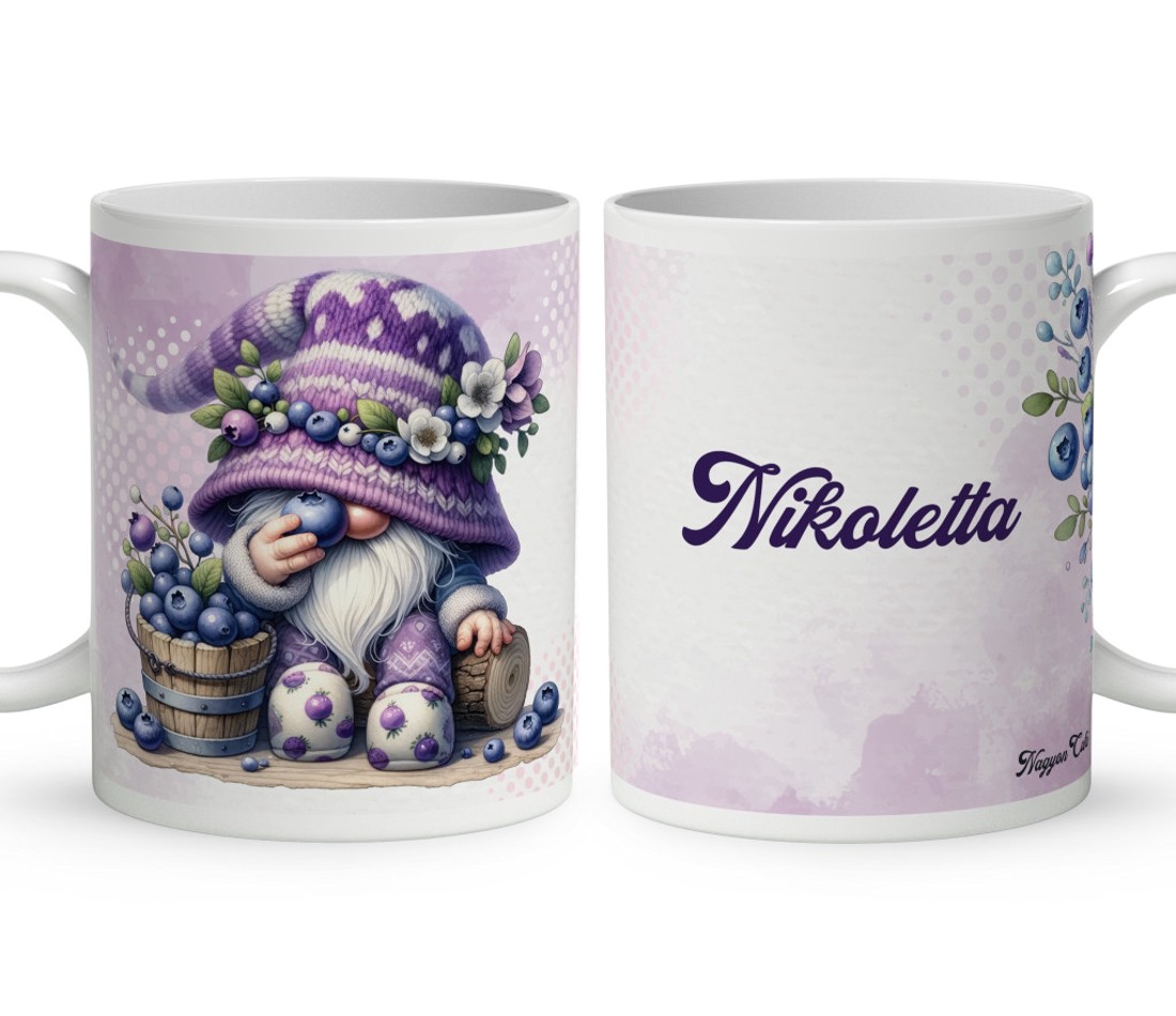 Névvel kérhető - Cuki áfonyás manó mintás bögre - otthon & életmód - konyhafelszerelés, tálalás - tálalás - bögre & csésze - Meska.hu