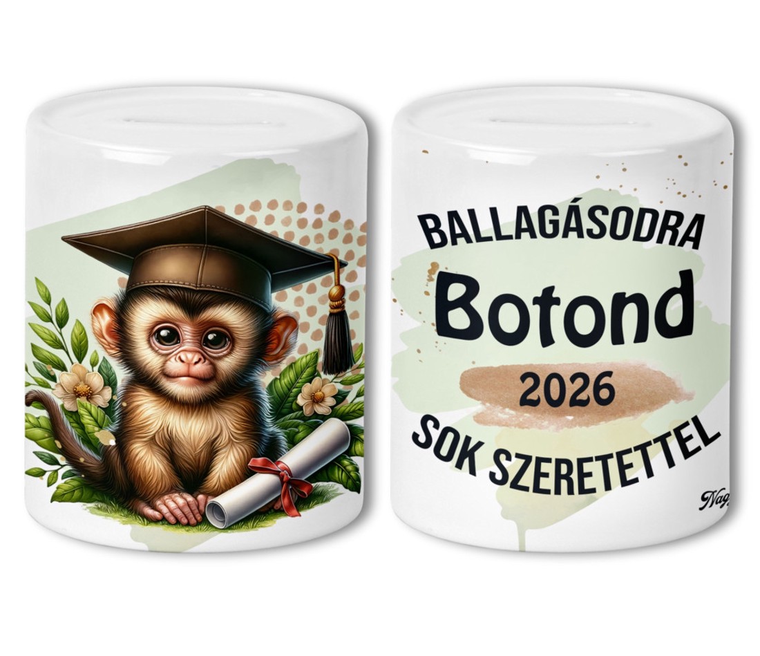 Névvel kérhető Maki - 2026 évi Ballagásra mintás persely - otthon & életmód - dekoráció - asztal és polc dekoráció - persely - Meska.hu