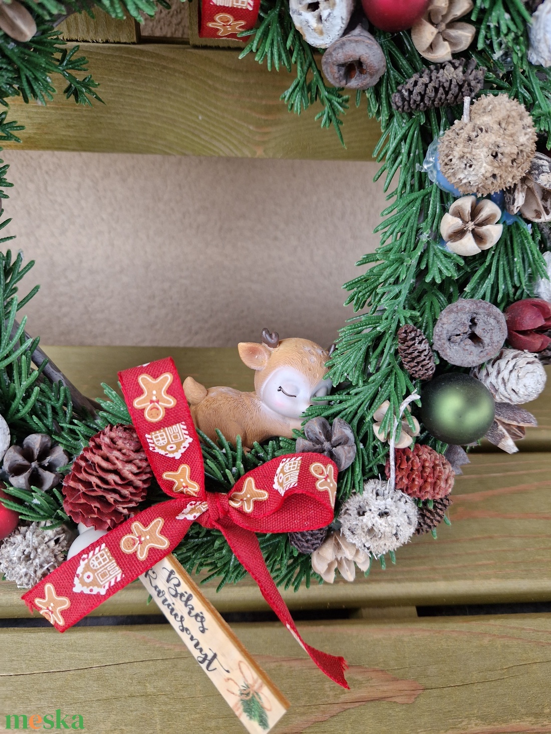 Őzikés piros fenyő kopogtató - karácsony - karácsonyi lakásdekoráció - karácsonyi ajtódíszek - Meska.hu Őzikés piros fenyő kopogtató - karácsony - karácsonyi lakásdekoráció - karácsonyi ajtódíszek - Meska.hu