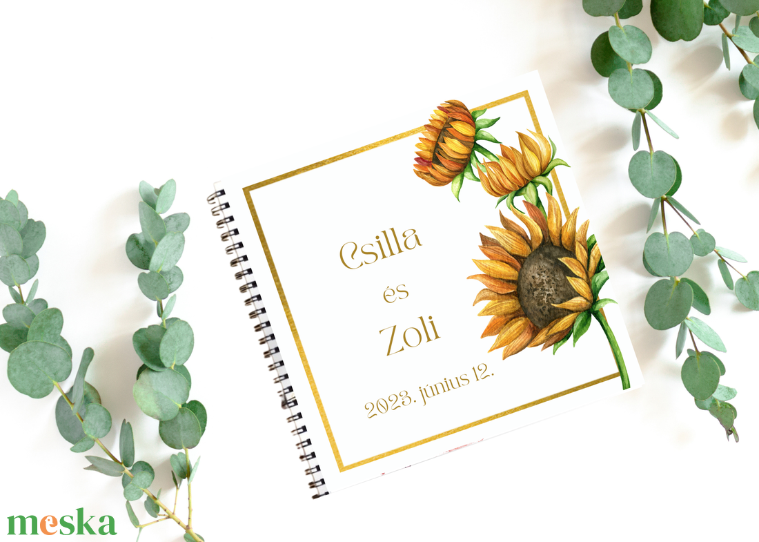 Napraforgó, sárga virágok,többféle esküvői vendégkönyv,  napló, fotóalbum  - esküvő - emlék & ajándék - vendégkönyv - Meska.hu