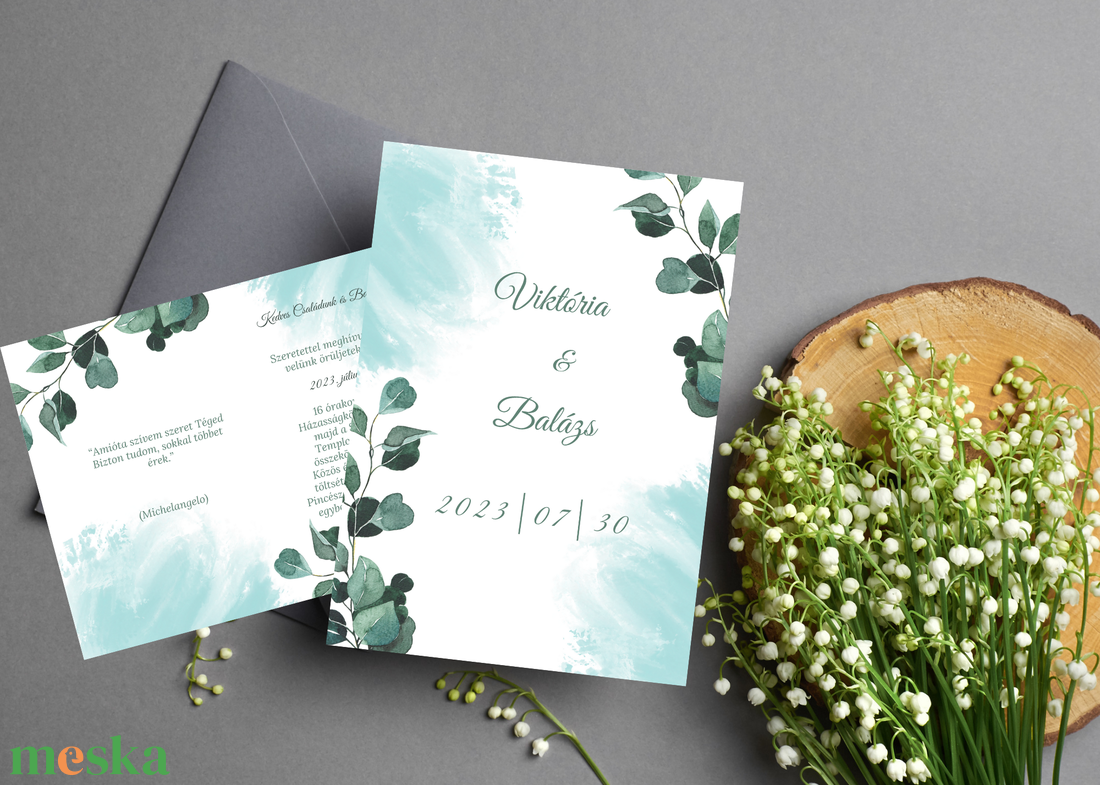 Kék , zöld leveles; eukaliptusz/greenery esküvői meghívó,többféle grafikával és kivitelben - esküvő - meghívó & kártya - meghívó - Meska.hu Kék , zöld leveles; eukaliptusz/greenery esküvői meghívó,többféle grafikával és kivitelben - esküvő - meghívó & kártya - meghívó - Meska.hu