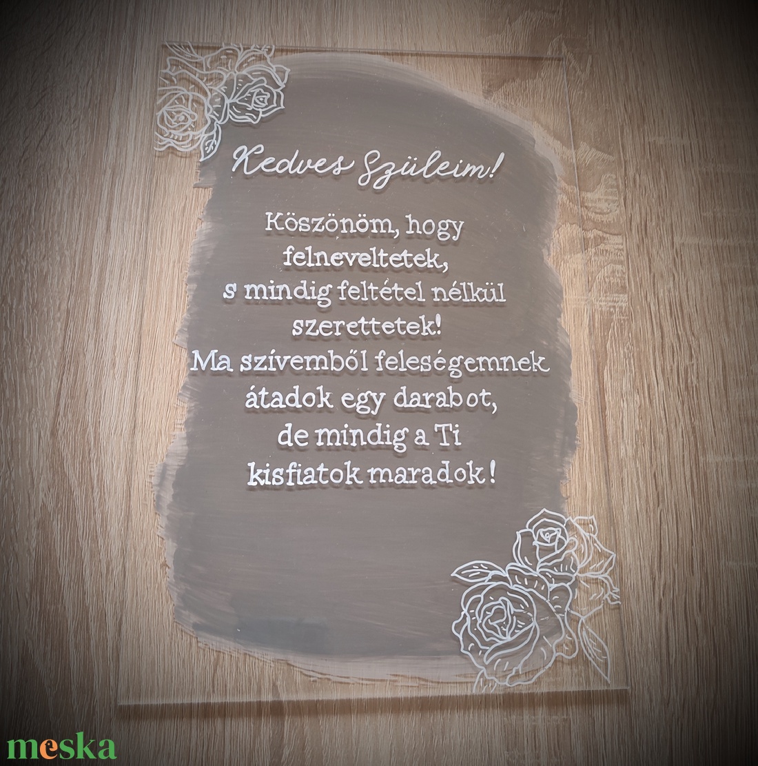 Plexi szülőköszöntő vagy dekorációs tábla,többféle , bármilyen színben és szöveggel  - esküvő - emlék & ajándék - szülőköszöntő ajándék - Meska.hu