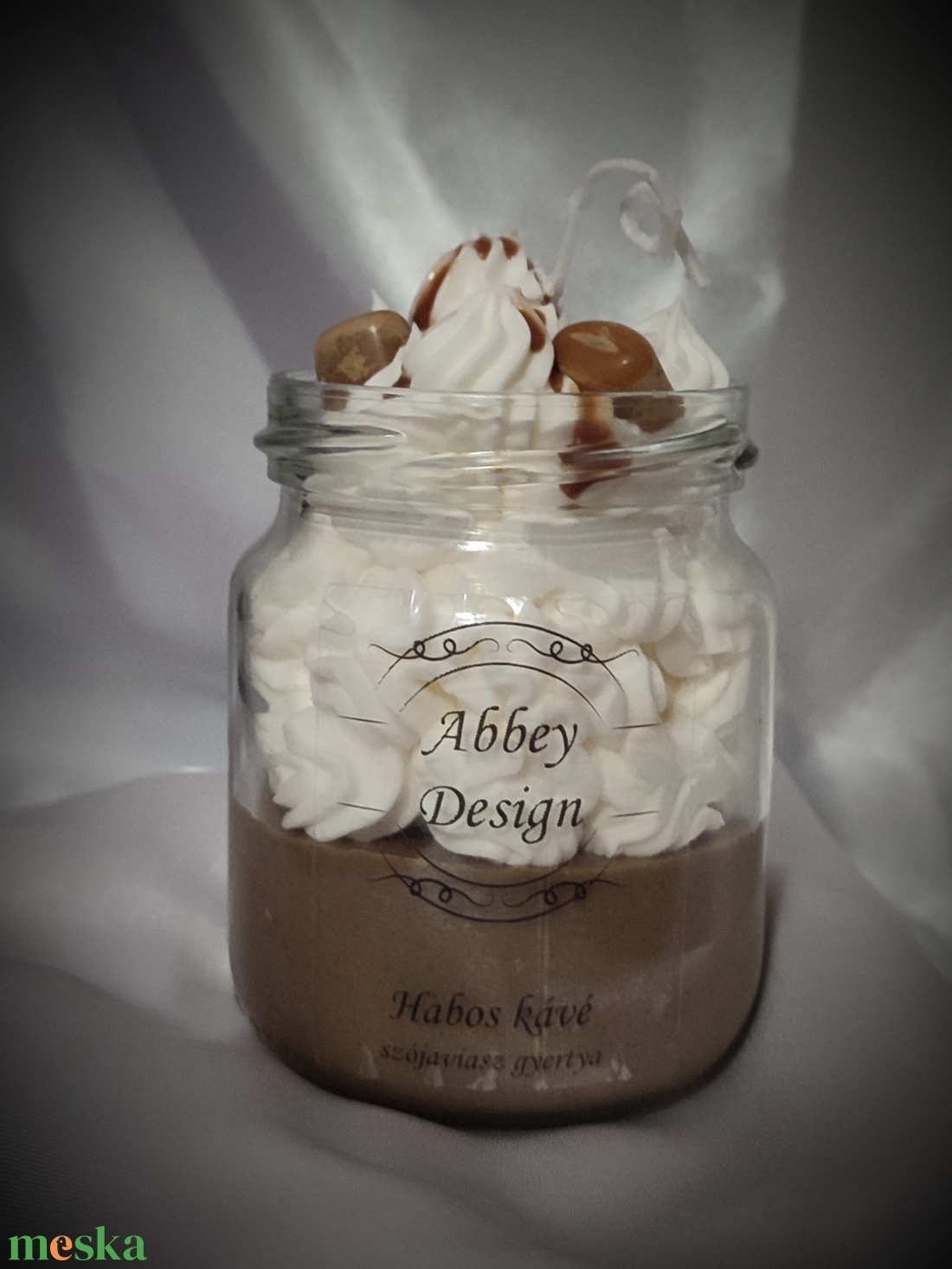 Habos kávé illatú desszert gyertya , illatgyertya, szójaviasz gyertya, dekorgyertya  - otthon & életmód - gyertya, illat, aroma - gyertya - Meska.hu