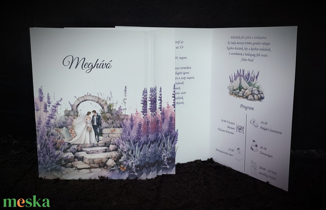 Levendula mező esküvői meghívó,többféle kivitelben /Lavender/ - esküvő - meghívó & kártya - meghívó - Meska.hu