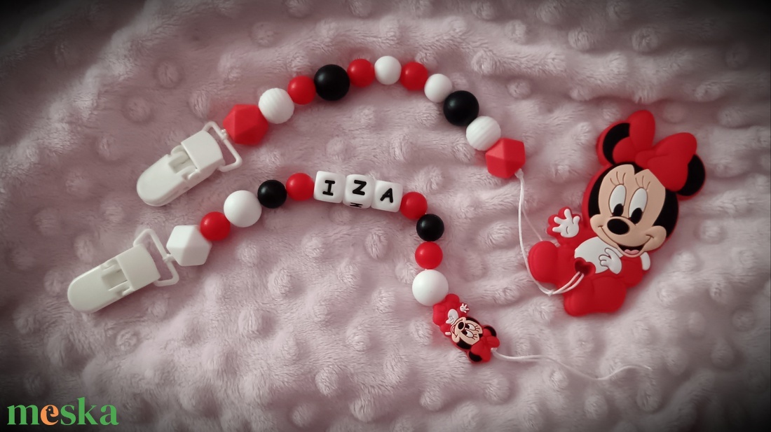 Névre szóló szilikon cumilánc+rágcsalánc , baba váró ajándék Disney Mickey Minnie  - játék & sport - 3 éves kor alattiaknak - cumilánc - Meska.hu
