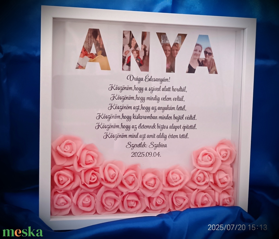 Egyedi fényképes szülőköszöntő képkeret, nagyszülő ajándék, fotókollázzsal, egyedi felitalrattal és dekorációval, - esküvő - emlék & ajándék - szülőköszöntő ajándék - Meska.hu