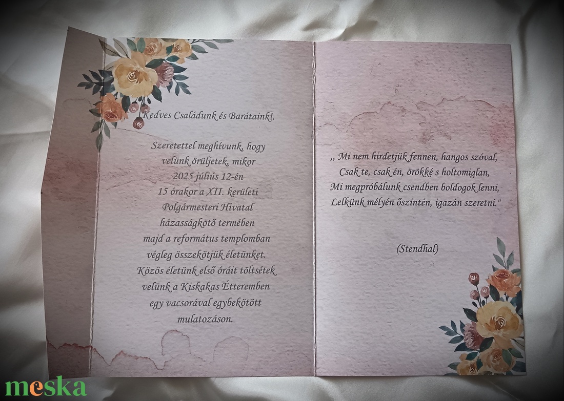 Egyedi barack színű meghívó sárga virágokkal hajtva, viaszpecséttel (viaszpecsétes meghívó) - esküvő - meghívó & kártya - meghívó - Meska.hu Egyedi barack színű meghívó sárga virágokkal hajtva, viaszpecséttel (viaszpecsétes meghívó) - esküvő - meghívó & kártya - meghívó - Meska.hu