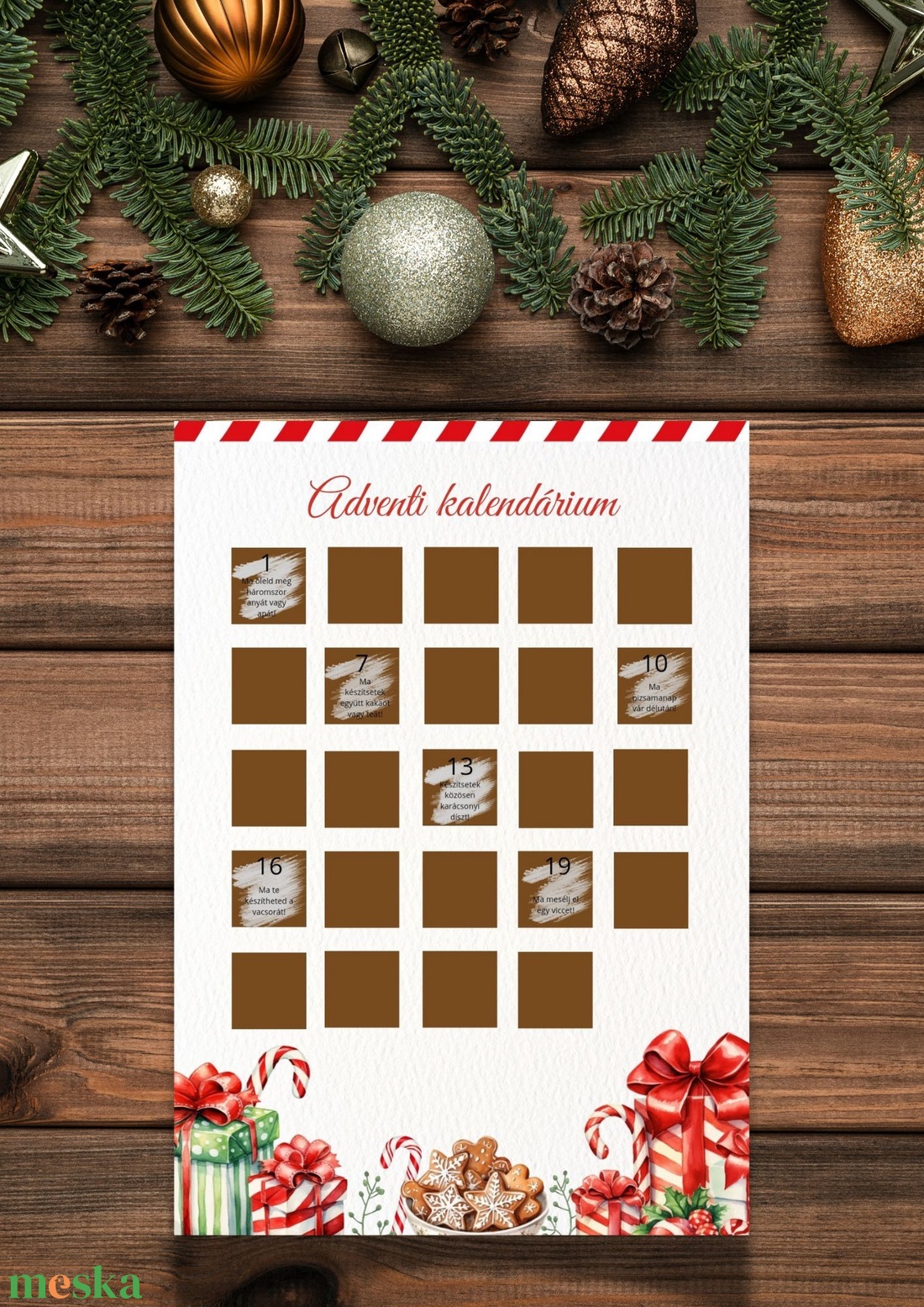 Különleges Kaparós Adventi Naptár, Kalendárium  - karácsony - adventi díszek - adventi naptár - Meska.hu