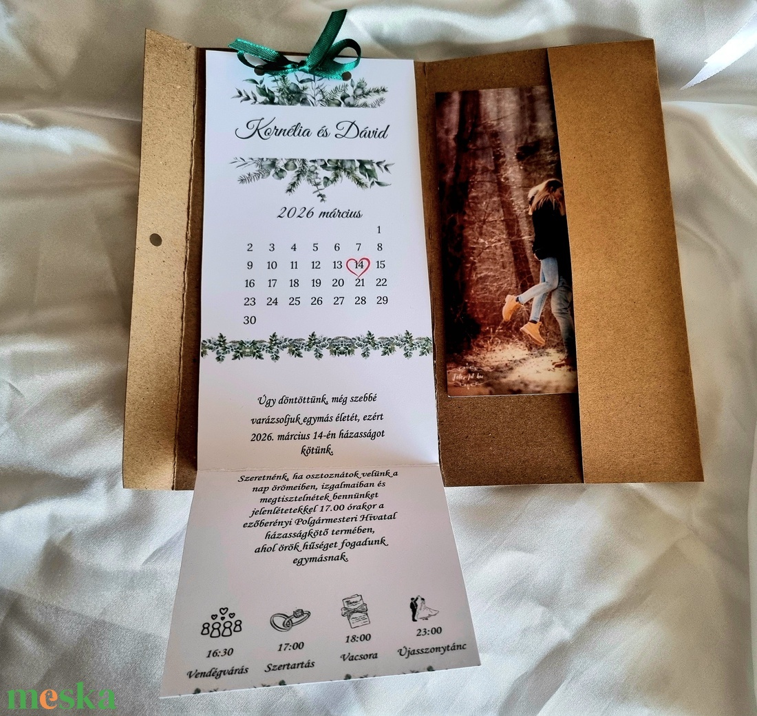 Kraft papírba hajtogatott, fényképes esküvői meghívó greenery  - esküvő - meghívó & kártya - meghívó - Meska.hu Kraft papírba hajtogatott, fényképes esküvői meghívó greenery  - esküvő - meghívó & kártya - meghívó - Meska.hu