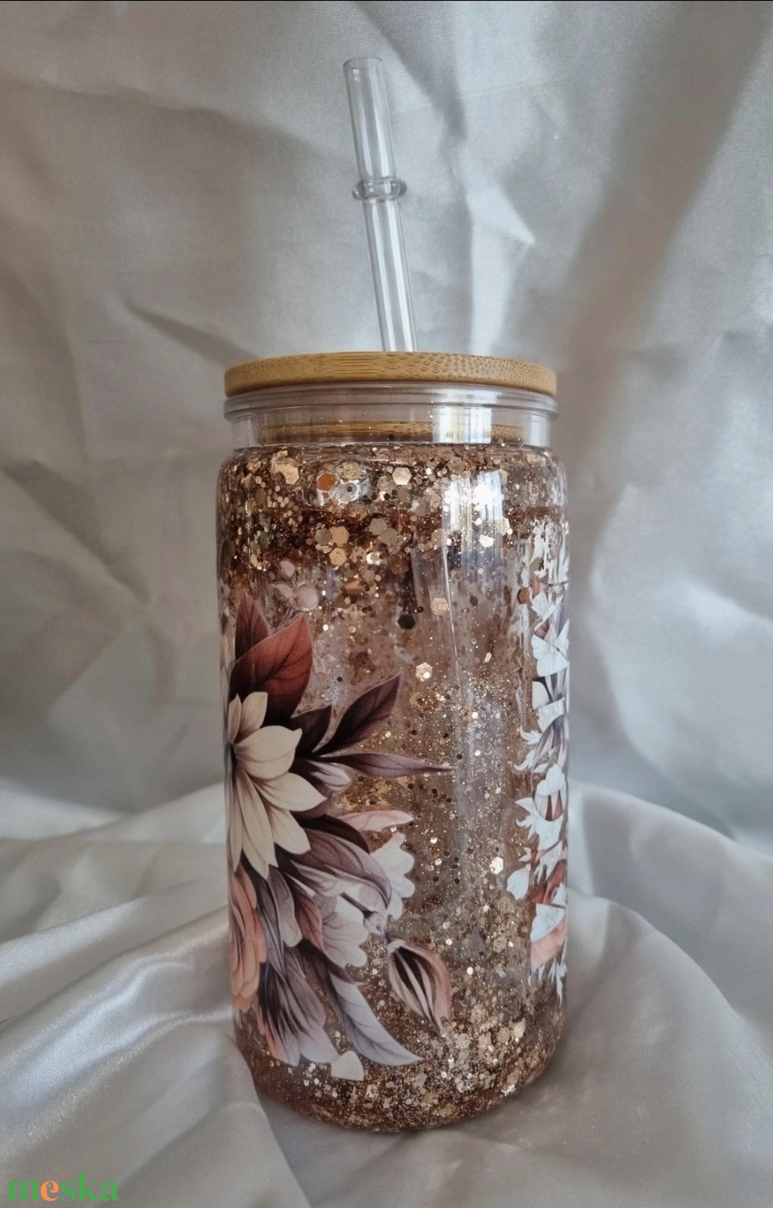 Egyedi dupla falú csillogós pohár  Anya 1 - otthon & életmód - konyhafelszerelés, tálalás - tálalás - pohár - Meska.hu