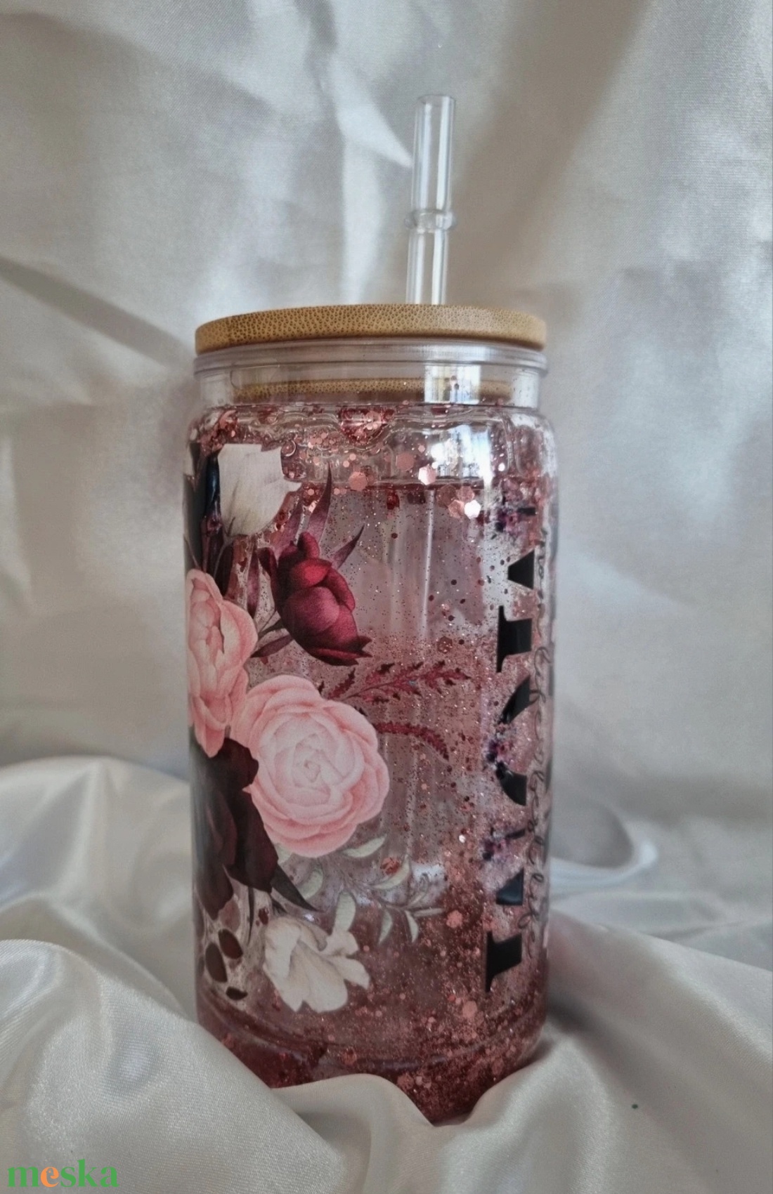 Egyedi dupla falú csillogós pohár  Anya 2 - otthon & életmód - konyhafelszerelés, tálalás - tálalás - pohár - Meska.hu