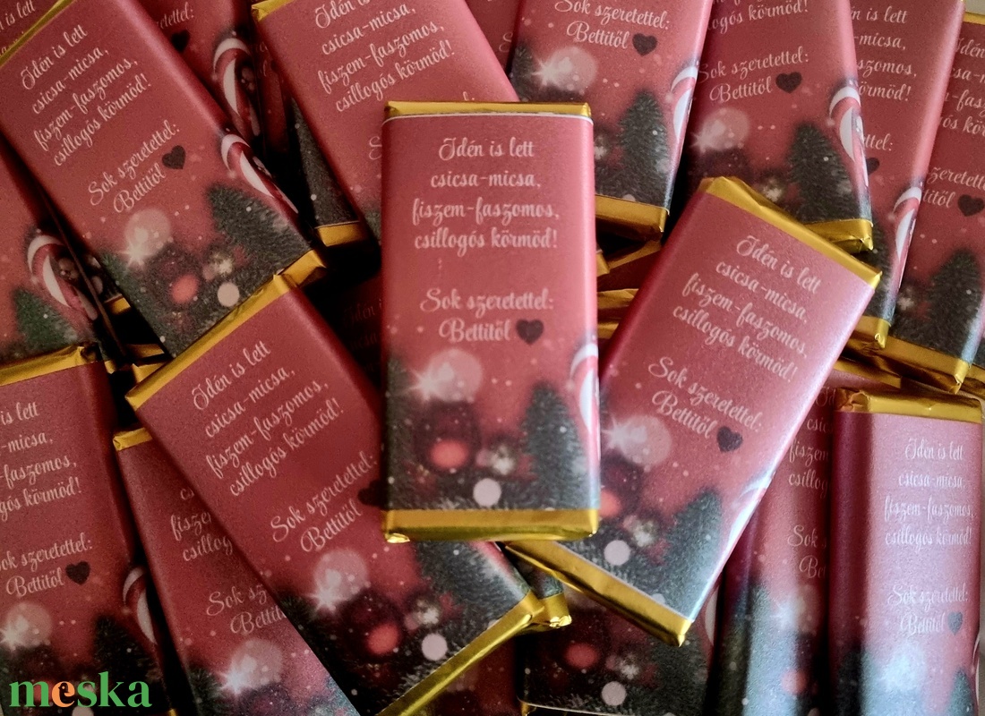 Karácsonyi egyedi csomagolású vendégajándék csokoládé, körmös,fodrász,pillás, pedikűrös, masszőr vendégeknek - karácsony - mikulás - mikulás ajándékok - Meska.hu