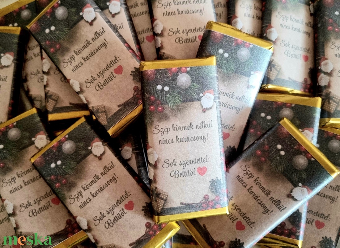 Karácsonyi egyedi csomagolású vendégajándék csokoládé, körmös,fodrász,pillás, pedikűrös, masszőr vendégeknek - karácsony - mikulás - mikulás ajándékok - Meska.hu