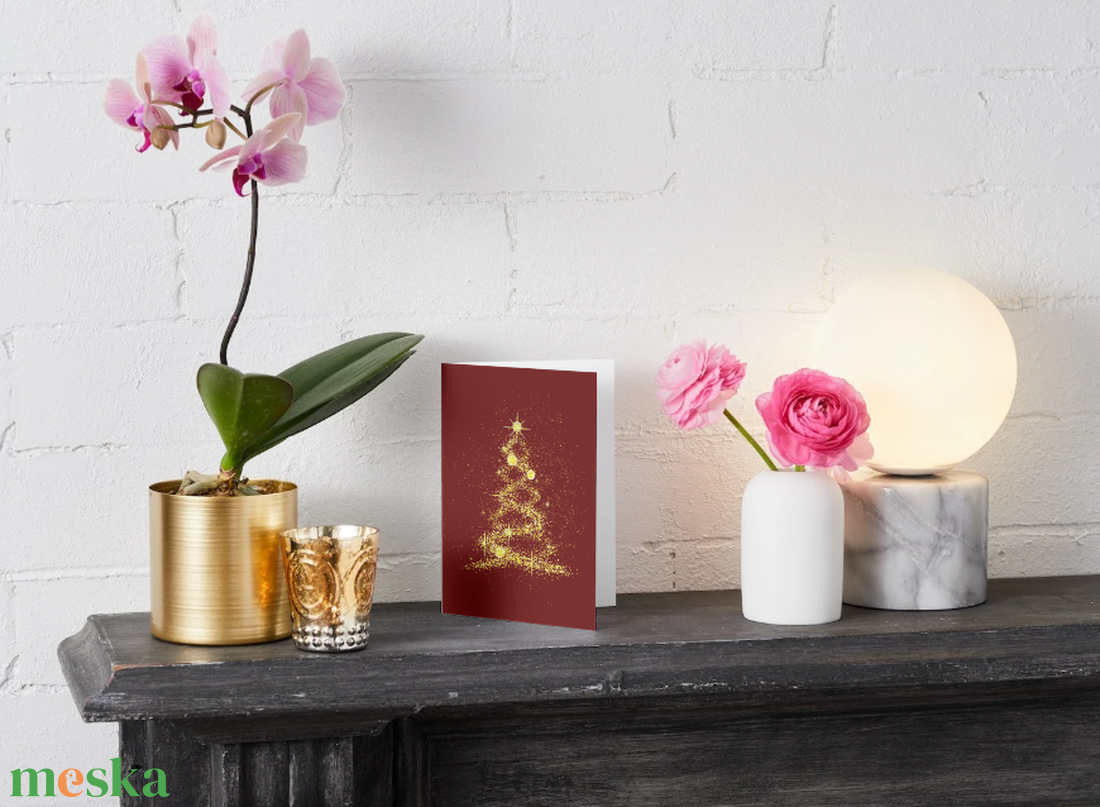 Egyedi kézzel készített karácsonyi képeslap BORDÓ  - karácsony - karácsonyi ajándékozás - karácsonyi képeslap, üdvözlőlap, ajándékkísérő - Meska.hu