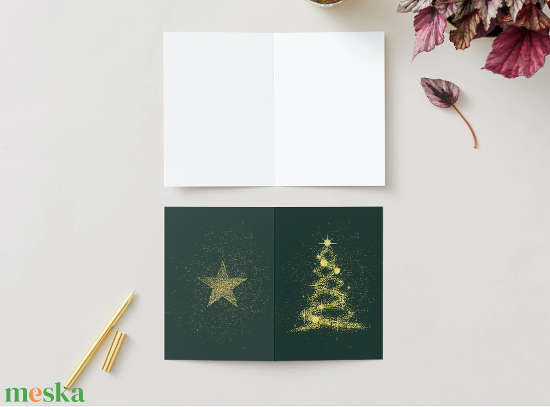 Egyedi kézzel készített karácsonyi képeslap ZÖLD  - karácsony - karácsonyi ajándékozás - karácsonyi képeslap, üdvözlőlap, ajándékkísérő - Meska.hu