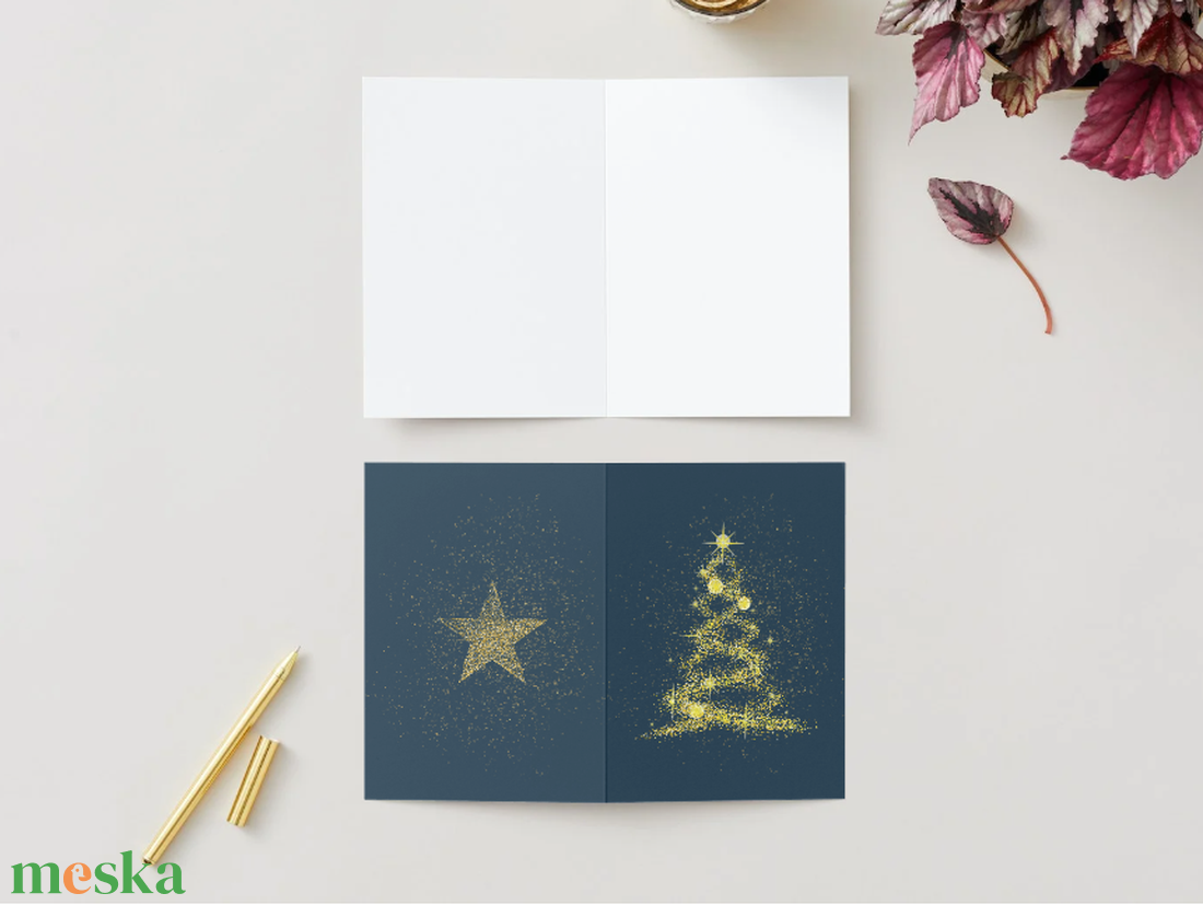 Egyedi kézzel készített karácsonyi képeslap KÉK  - karácsony - karácsonyi ajándékozás - karácsonyi képeslap, üdvözlőlap, ajándékkísérő - Meska.hu
