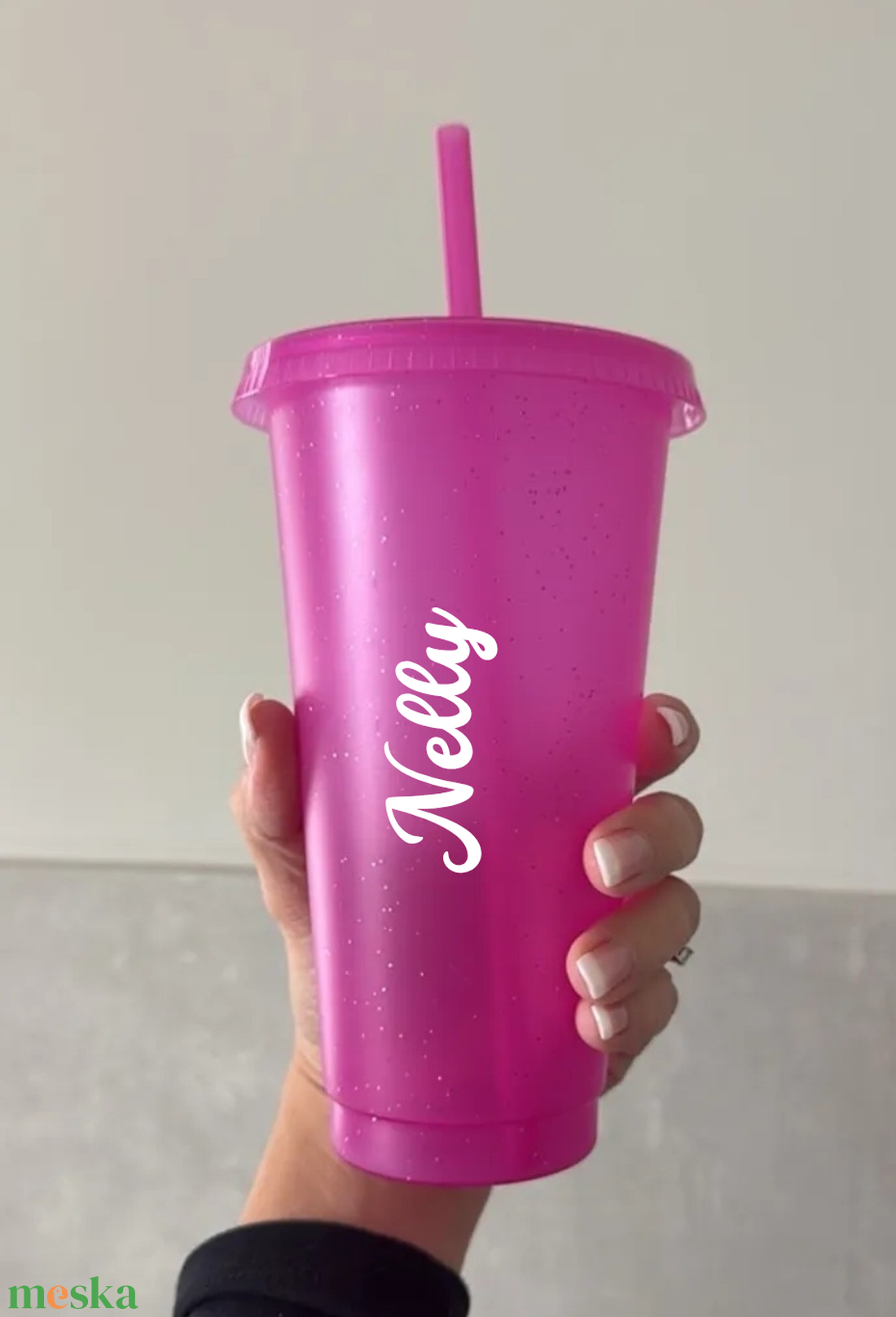 Pink csillámos lánybúcsús tumbler ,party pohár szívószállal - otthon & életmód - konyhafelszerelés, tálalás - tálalás - pohár - Meska.hu