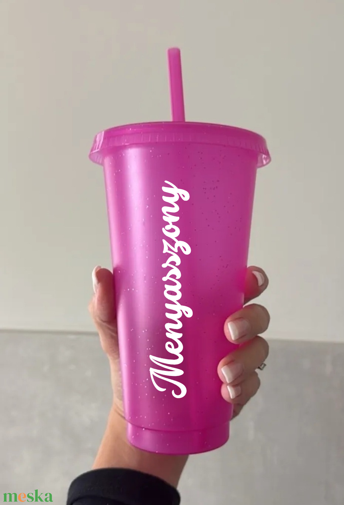 Pink csillámos lánybúcsús tumbler ,party pohár szívószállal - otthon & életmód - konyhafelszerelés, tálalás - tálalás - pohár - Meska.hu