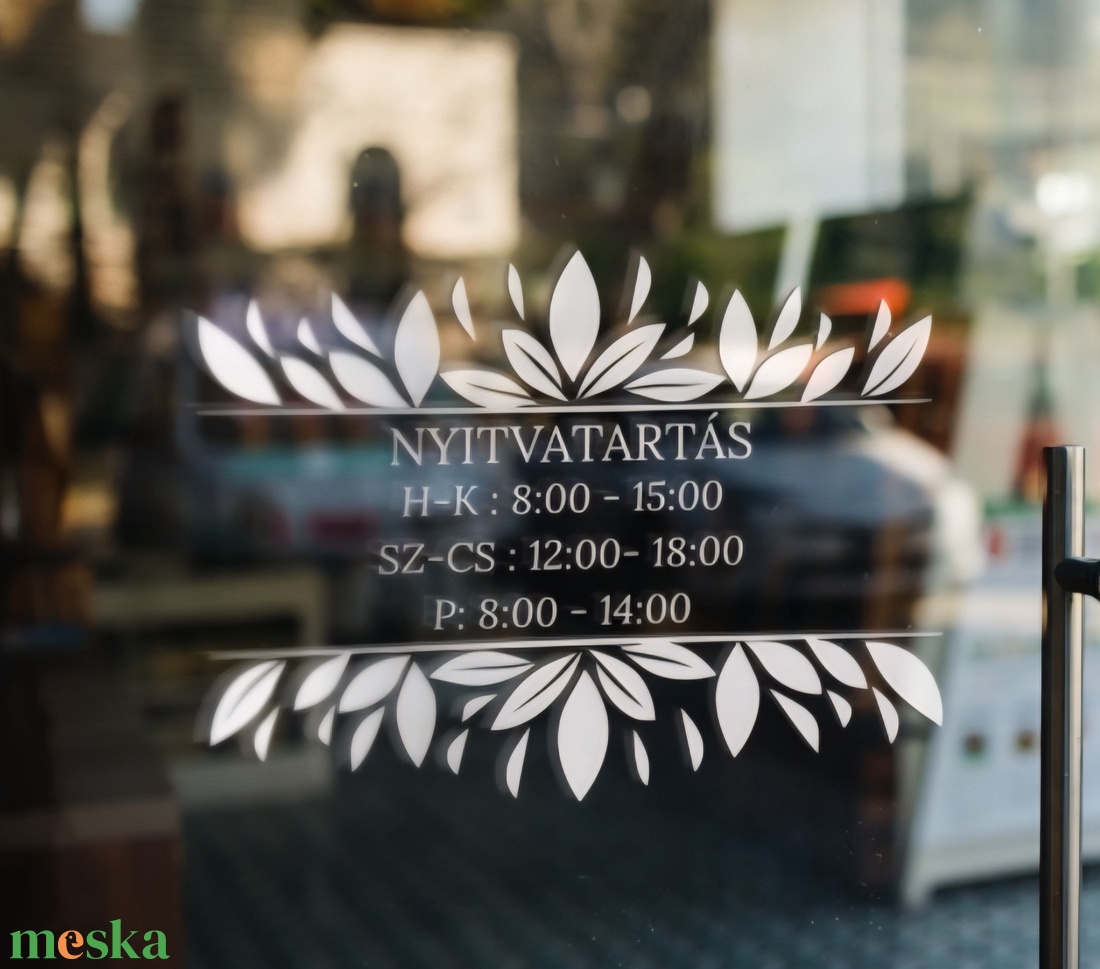 Nyitvatartás matrica üzletre / szalonra - otthon & életmód - dekoráció - ajtó- és ablak dekoráció - ablakmatrica - Meska.hu