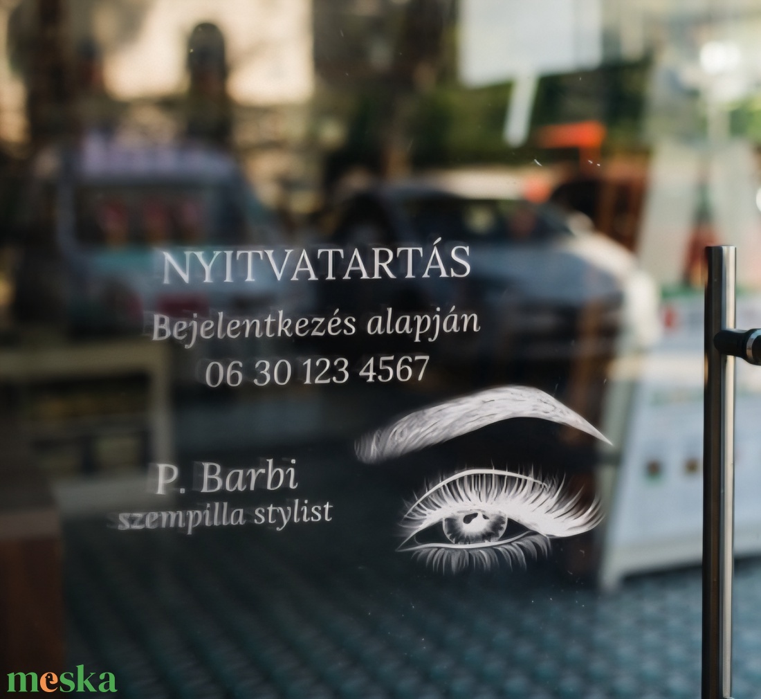 Nyitvatartás matrica pillás szalonra - otthon & életmód - dekoráció - ajtó- és ablak dekoráció - ablakmatrica - Meska.hu