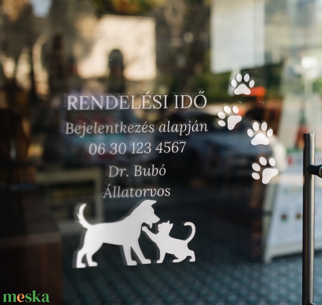 Nyitvatartás matrica állatorvosi rendelőre - otthon & életmód - dekoráció - ajtó- és ablak dekoráció - ablakmatrica - Meska.hu