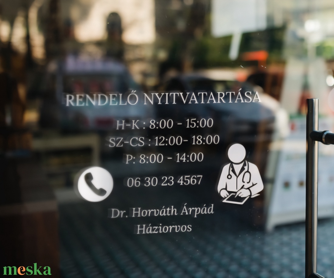 Nyitvatartás matrica orvosi rendelőre - otthon & életmód - dekoráció - ajtó- és ablak dekoráció - ablakmatrica - Meska.hu
