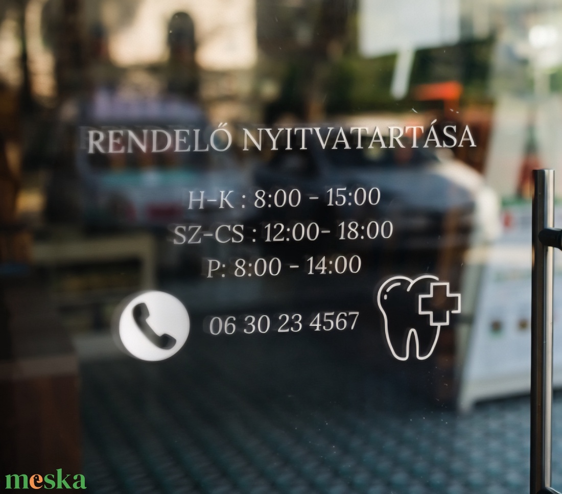 Nyitvatartás matrica fogorvosi rendelőre - otthon & életmód - dekoráció - ajtó- és ablak dekoráció - ablakmatrica - Meska.hu