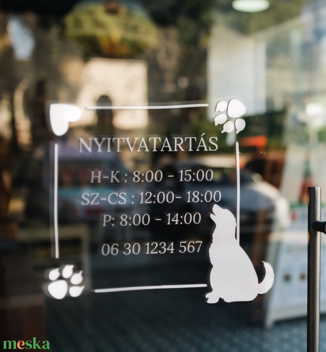 Nyitvatartás matrica kutyakozmetika - otthon & életmód - dekoráció - ajtó- és ablak dekoráció - ablakmatrica - Meska.hu