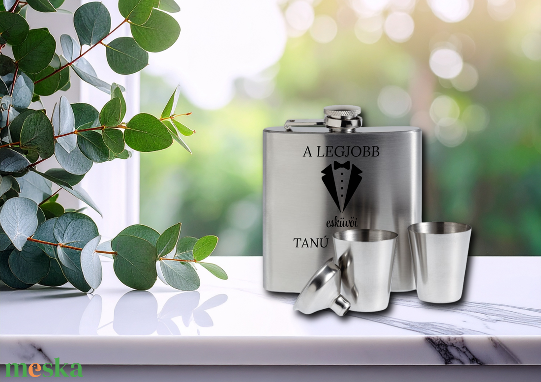 Legjobb esküvői tanú laposüveg szett , flaska szett tanú felk�rő - esküvő - meghívó & kártya - tanú felkérő - Meska.hu