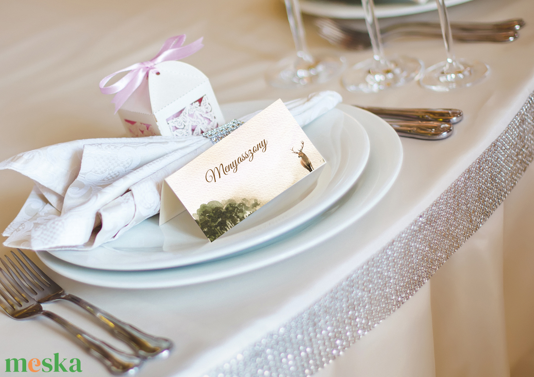 Esküvői ültetőkártya erdei szarvasos  - esküvő - meghívó & kártya - ültetési rend - Meska.hu