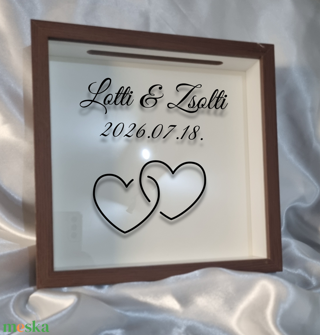 Esküvői pénzgyűjtő  , sorsjegy gyűjtő , akár menyecsketánchoz is ideális � egyedi felirattal, szív motívummal - esküvő - emlék & ajándék - nászajándék - nászajándék gyűjtők - Meska.hu