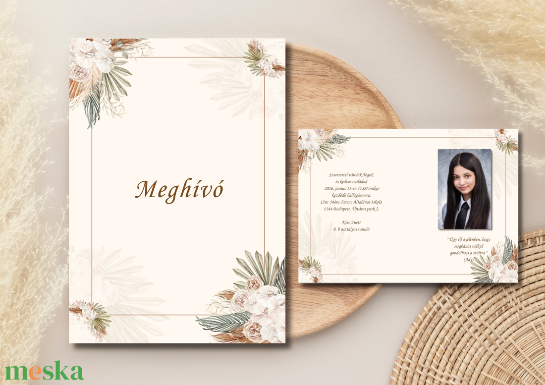 Ballagási meghívó fényképpel - beige - otthon & életmód - papír, írószer - ajándékozás kellékei - meghívó - Meska.hu