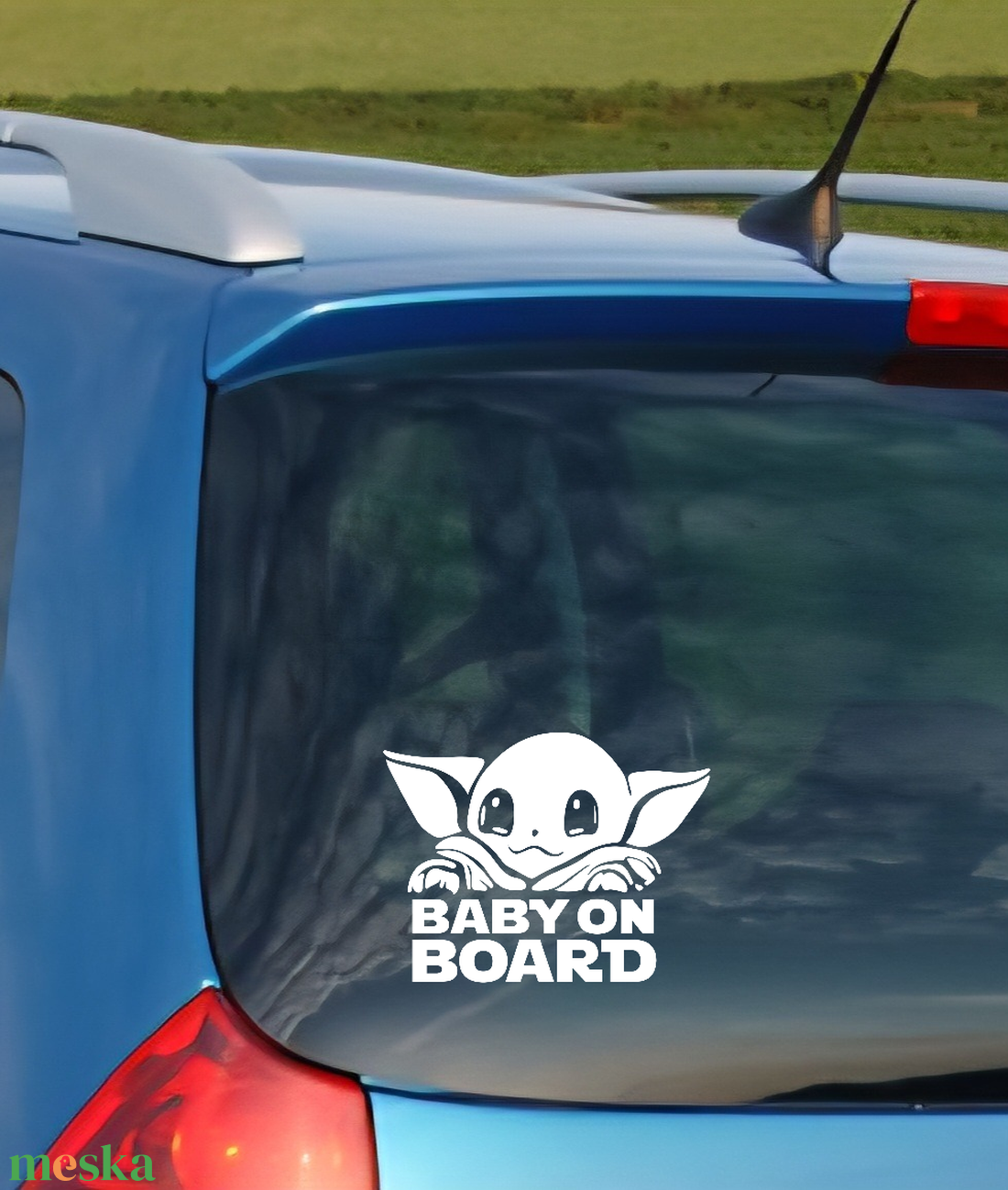 Egyedi autómatrica baby Yoda névvel - otthon & életmód - autó - autós matrica - Meska.hu