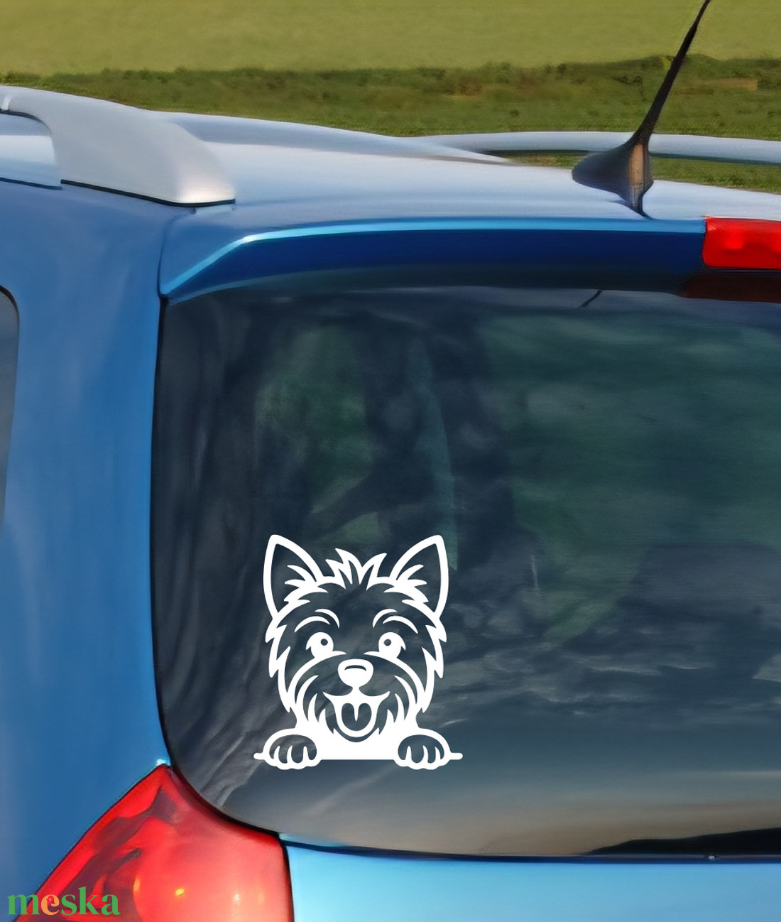 Egyedi kutyás autómatrica Yorki, névvel is - otthon & életmód - autó - autós matrica - Meska.hu