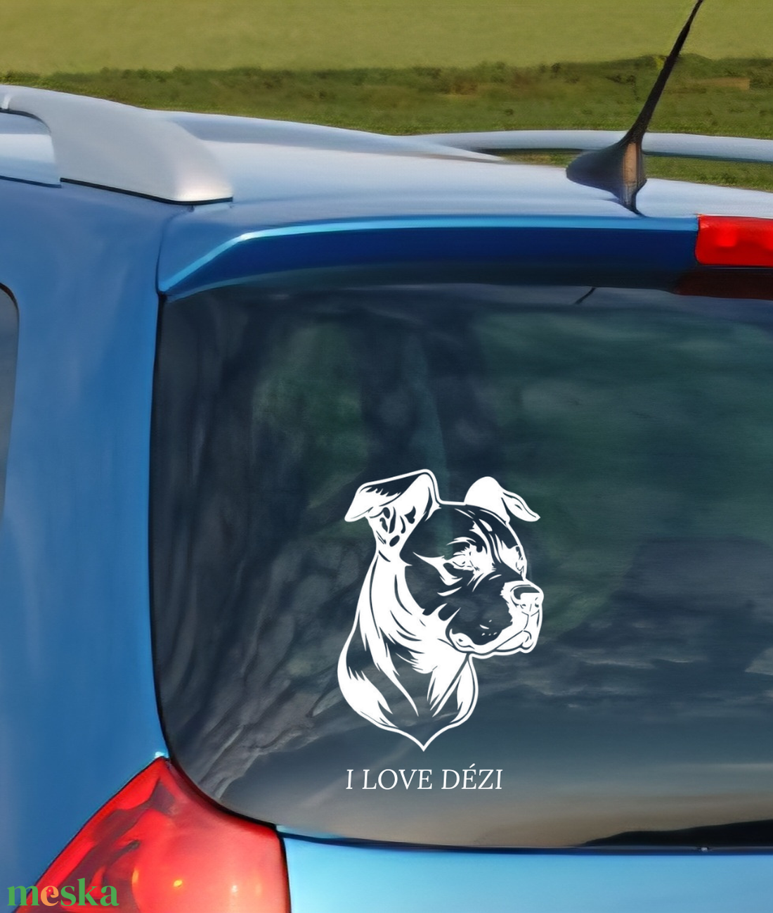 Egyedi kutyás autómatrica staffi , névvel is - otthon & életmód - autó - autós matrica - Meska.hu