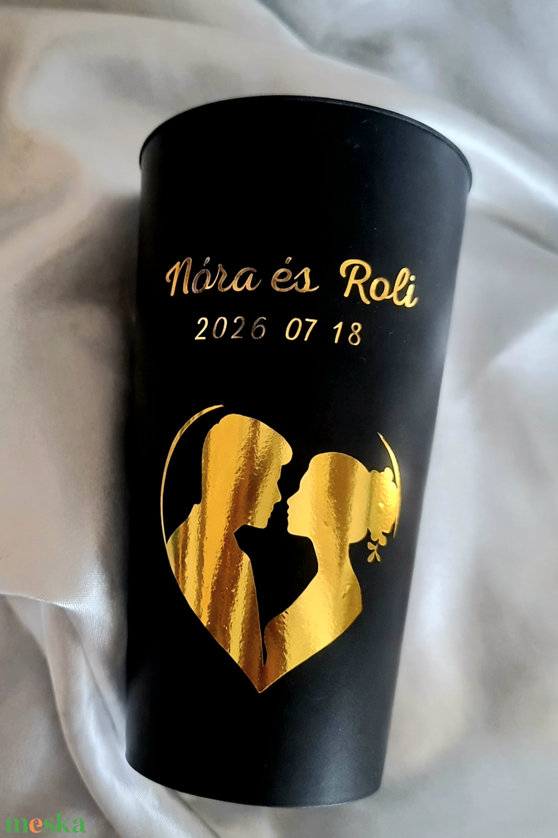 Repohár a pár nevével dátummal képpel, köszönőajándék rendezvénypohár - esküvő - emlék & ajándék - köszönőajándék - Meska.hu