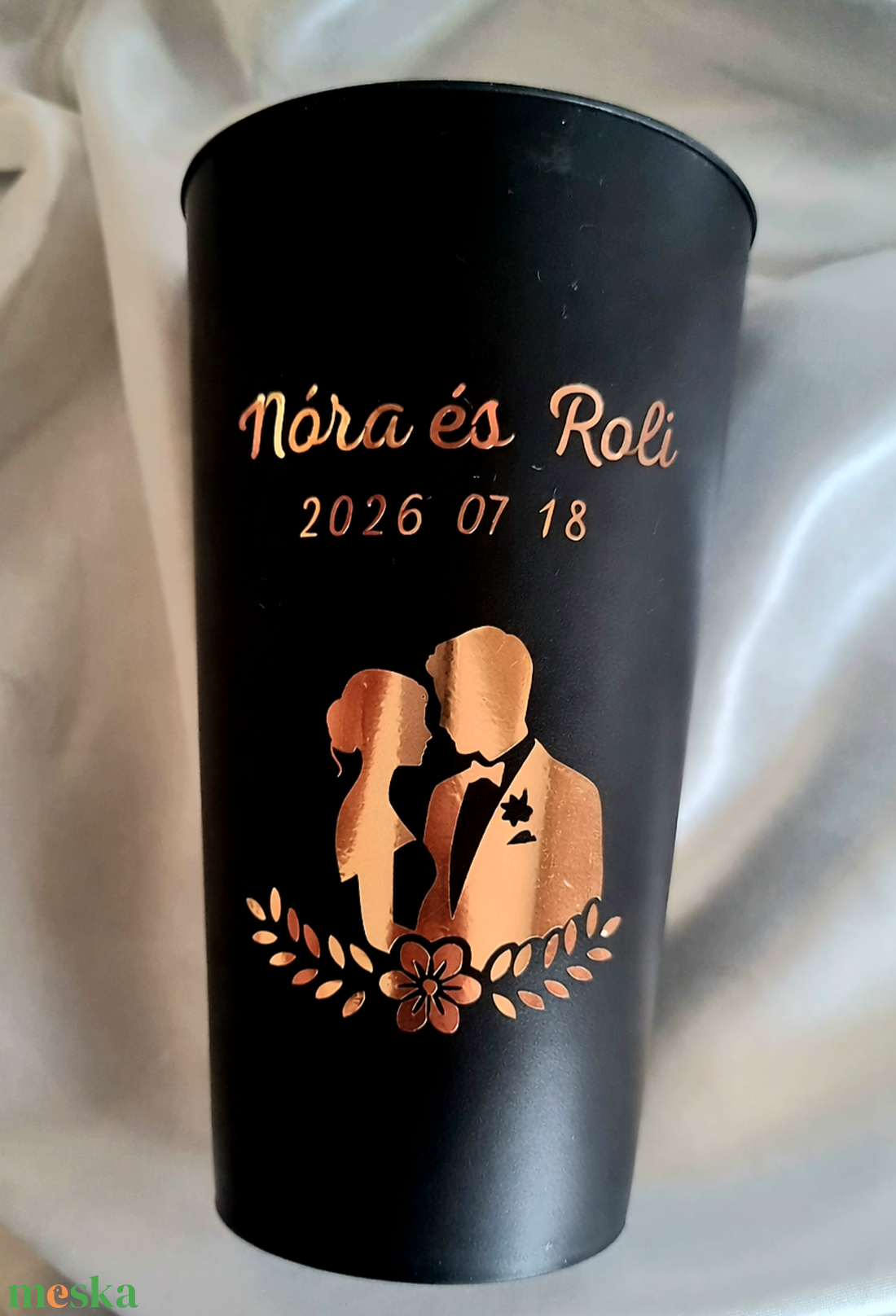 Repohár a pár nevével dátummal képpel, köszönőajándék rendezvénypohár - esküvő - emlék & ajándék - köszönőajándék - Meska.hu