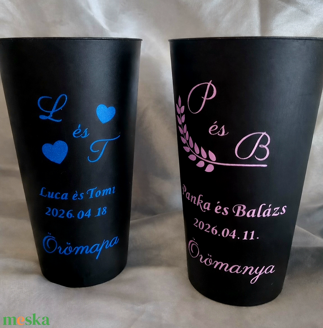 Repohár a pár nevével dátummal és a vendég nevével, köszönőajándék rendezvénypohár - esküvő - emlék & ajándék - köszönőajándék - Meska.hu