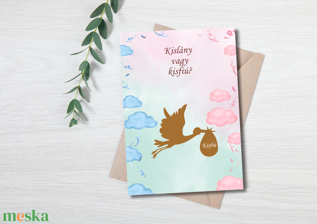 Kaparós baba neme bejelentő meglepetés kártya , kisfiú vagy kislány?  - otthon & életmód - papír, írószer - ajándékozás kellékei - képeslap, üdvözlőlap - Meska.hu