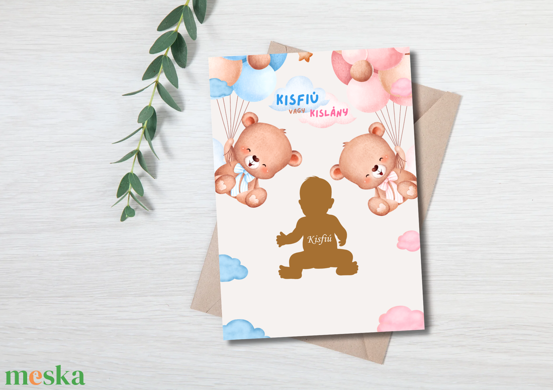 Kaparós baba neme bejelentő meglepetés kártya , kisfiú vagy kislány?  - otthon & életmód - papír, írószer - ajándékozás kellékei - képeslap, üdvözlőlap - Meska.hu