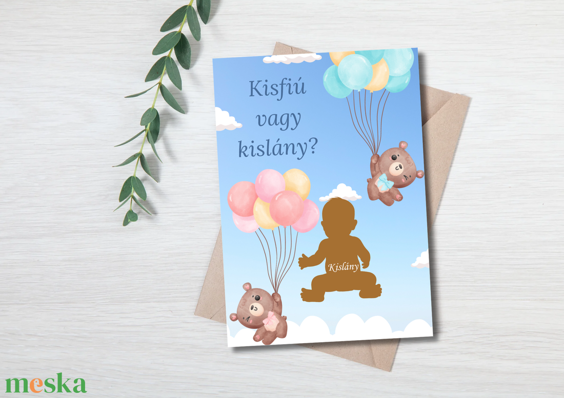 Kaparós baba neme bejelentő meglepetés kártya , kisfiú vagy kislány?  - otthon & életmód - papír, írószer - ajándékozás kellékei - képeslap, üdvözlőlap - Meska.hu